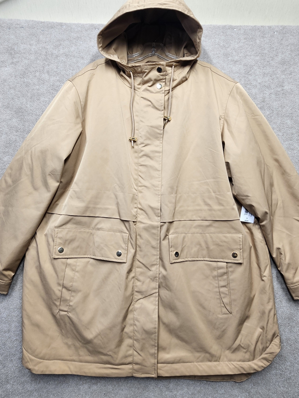 Liz Claiborne Hooded Rain Jacket Coat 2X NWT Quilted Green Lined Zip Snap - Picture 3 of 14